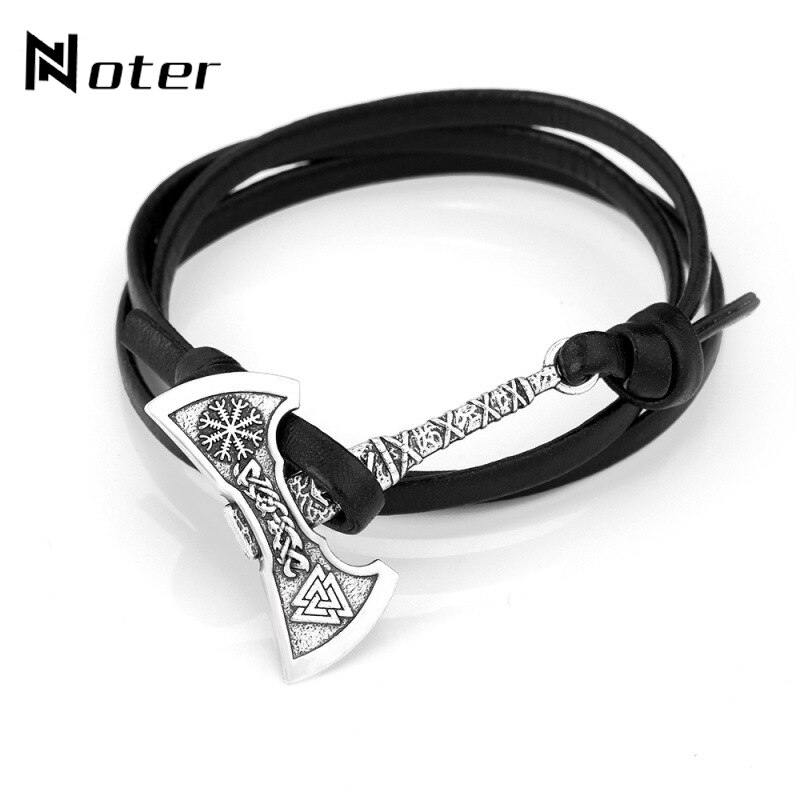 Difone masculino pulseira de couro cretaive ax viking braceletes para hombre ajustável multicamadas charme braslet acessórios presente masculino: Hatchet
