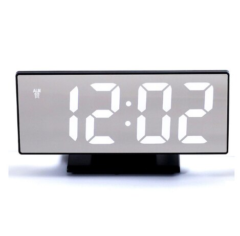 Led Digitale Wekker Spiegel Elektronische Klokken Lcd-scherm Digitale Tafel Klok Met Temperatuur Kalender Wakker Wekker: Black white