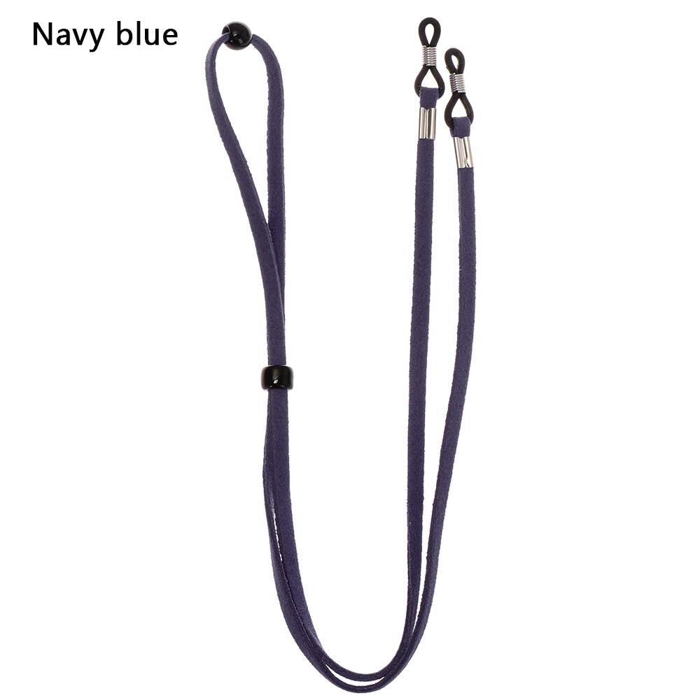 Correa de cuero de alta elasticidad para gafas de sol, collar de cadena para gafas, gafas de lectura soporte para, correa para el cuello: B-navy blue