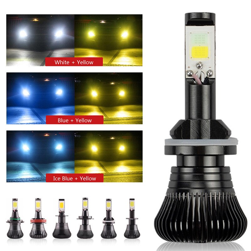 2 kpl 9005/h11/h3/880/h1 led polttimot kaksivärinen auton ajovalo 3000k 6000k 2400lm led ajovalon polttimo kaksivärinen auton sumuvalo 12v