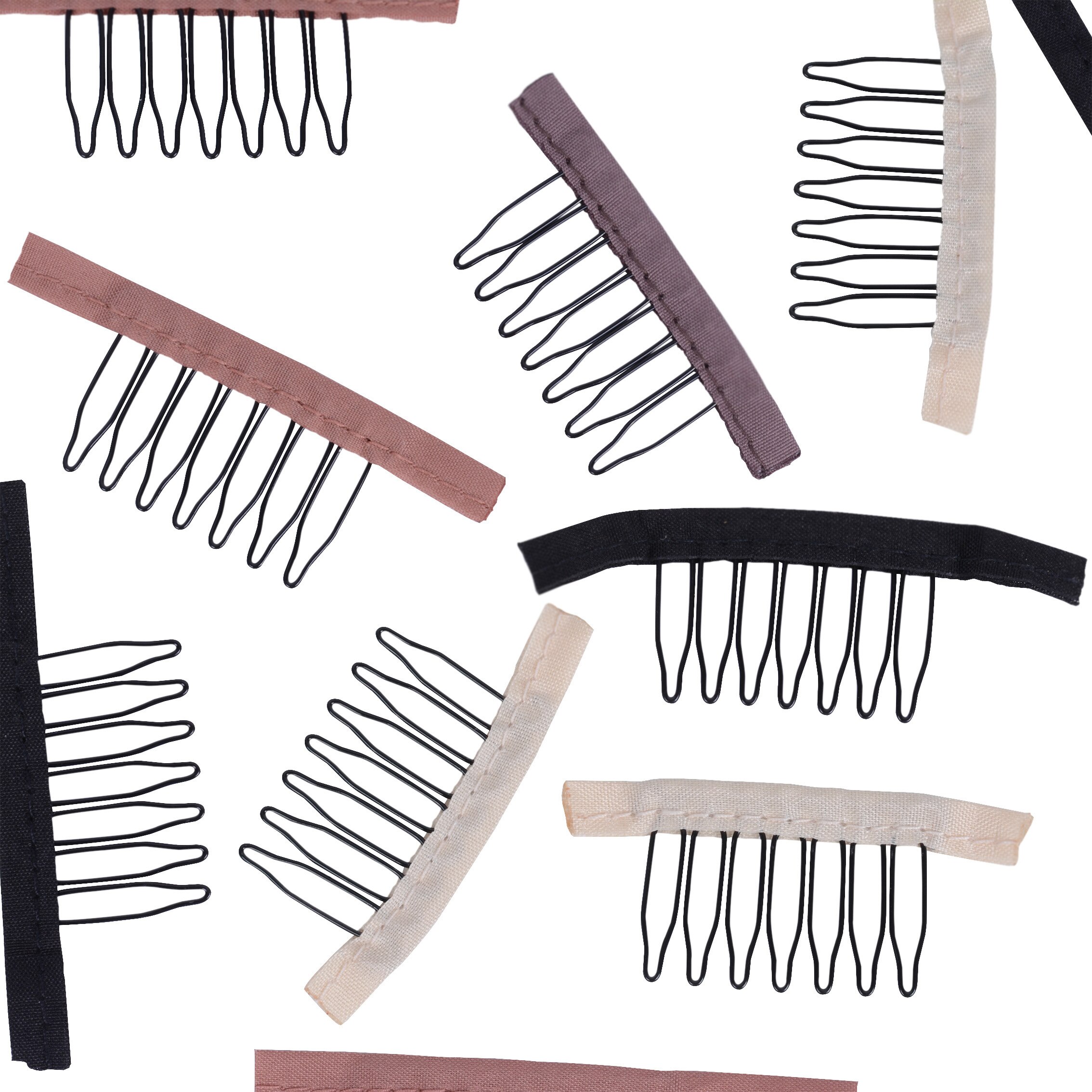 5 Colors Lace Wig Clips Steel Tooth Polyester Durable Cloth Wig Combs For Hairpiece Caps Wig Accessories Tools 10Pcs/Lot