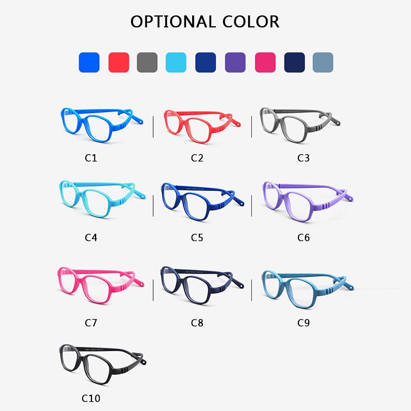 AIMISUV 2022 Oval TR90 Flexible Ultralight Silicone Glasses Frame Kids Round Optical Clear Eyeglasses Children UV400