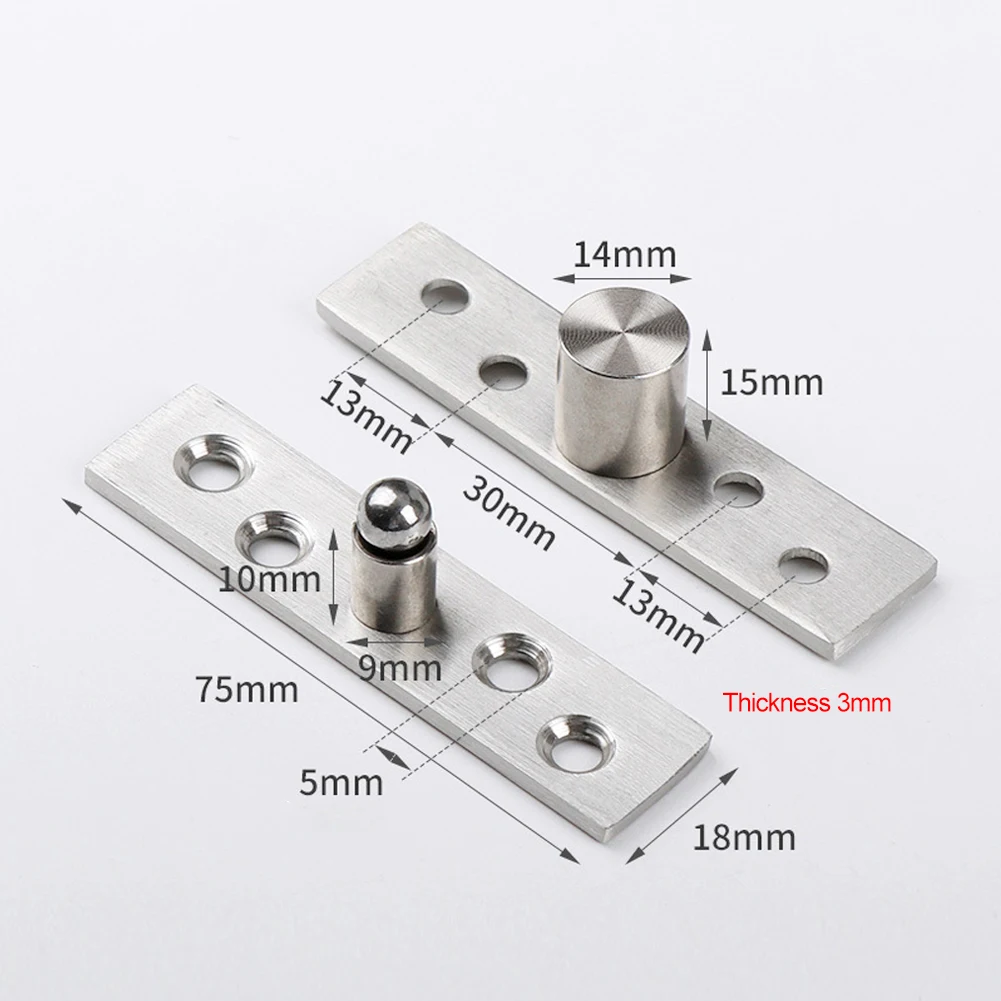 360° Rotation Heavy Duty Door Pivot Hinge Stainless Steel Concealed Revolving Door Hinge Funiture Hardware: silver