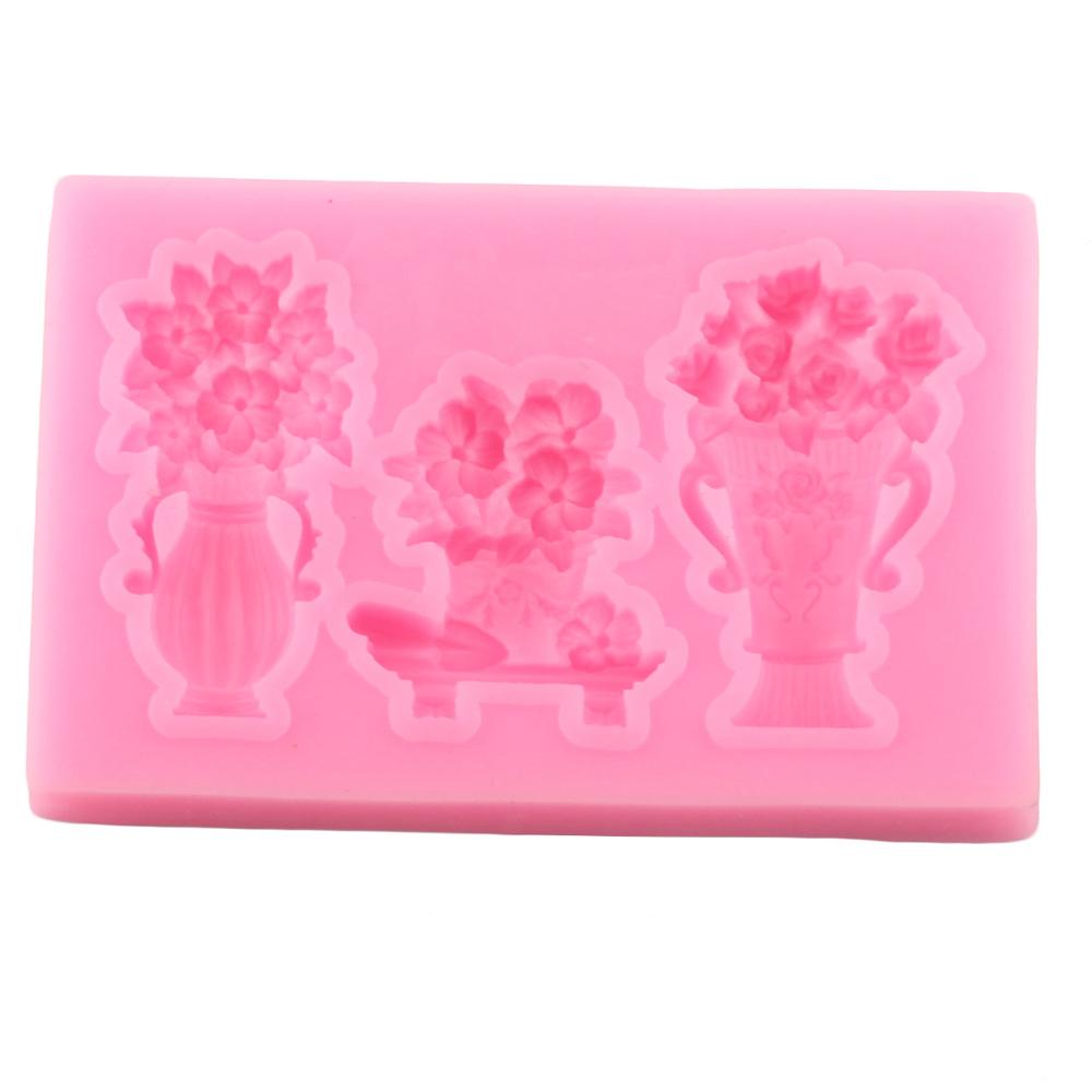 Sugarcraft Flower Silicone Mold Vase Cupcake Topper Fondant Cake Decorating Tools Candy Polymer Clay Chocolate Gumpaste Moulds
