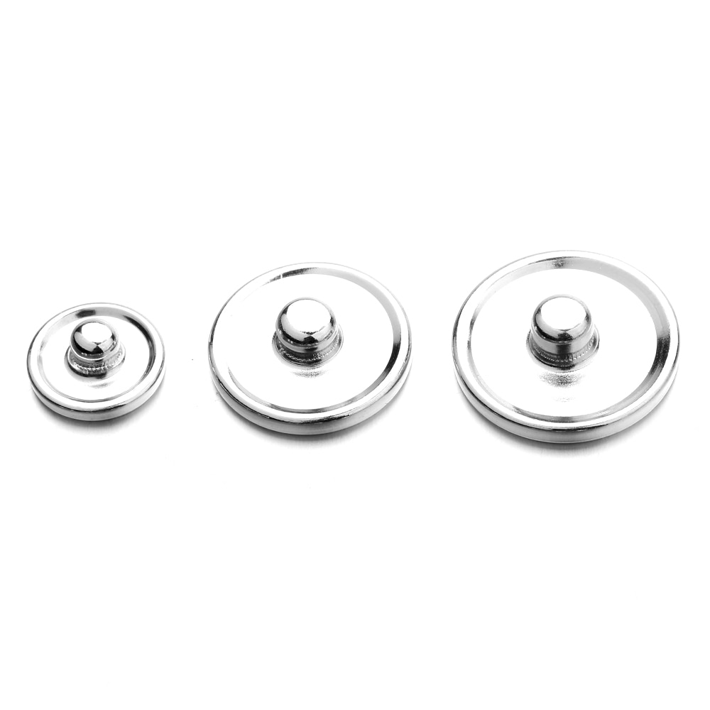 Peças de acessórios de joias 50 pçs/lote, pressão de joias encobertura de componentes 12mm & 16mm & 18mm metal botões para fazer acessórios de botão de pressão de vidro