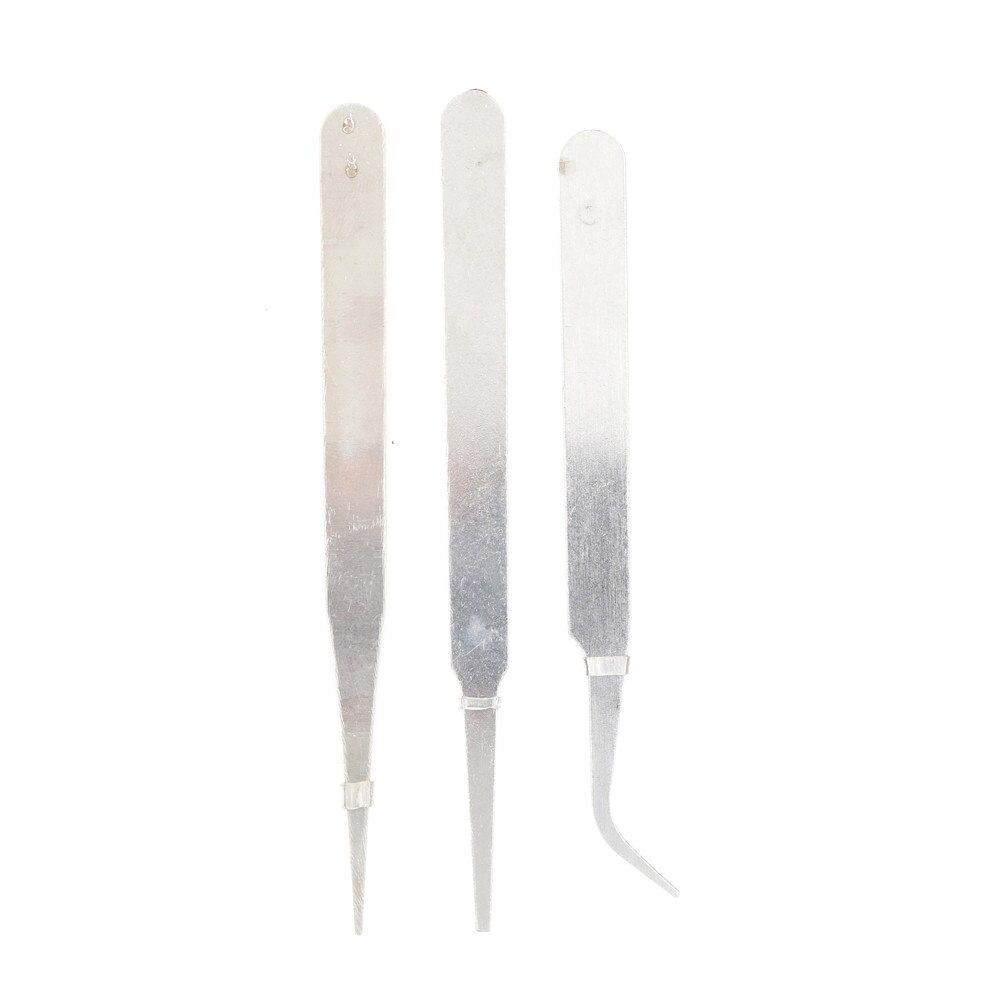 3 pcs Practical Repair Precision Assembly Set Tool Stainless Steel Electronic Tweezers