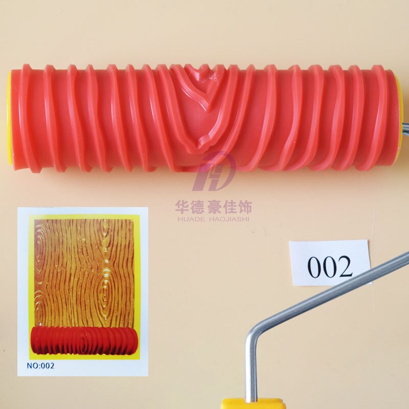 7 zoll Muster Roller pinsel Silica gel Farbe roller Geprägte Textur Malerei Werkzeuge für Wand Dekorative Haushalt Pinsel: 002 wood