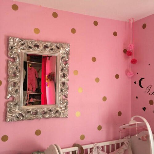 Sparadrap mural doré à pois, 126, décoration pour pépinière de fille