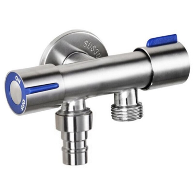 G1/2 Triangle Valve One Into Two Out Double Water Toilet Stop Valve Three-way Stainless Steel Double Control Angle Valve: B