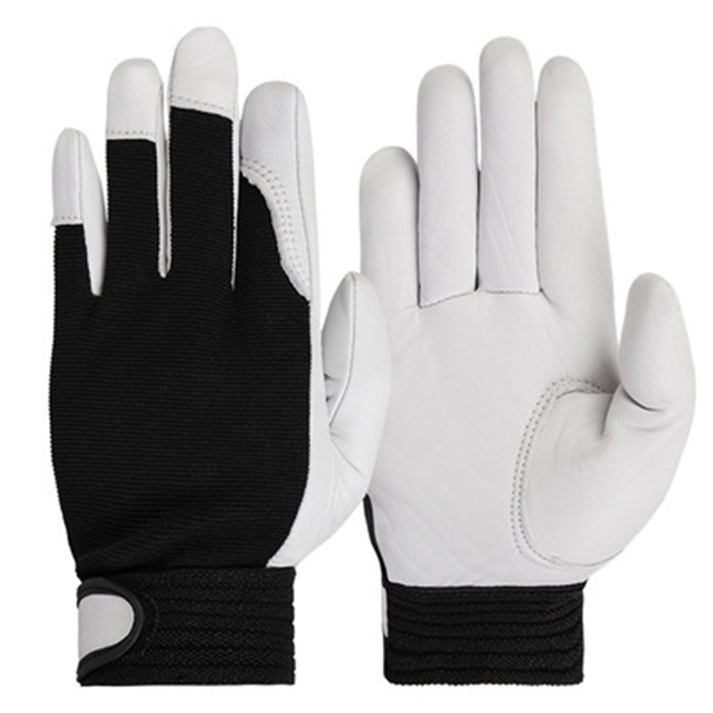 Verdikte werkhandschoenen, slijtvaste, comfortabele leren werkhandschoenen, flexibele grip, beschermende handschoenen, porter site: Wit / Xl