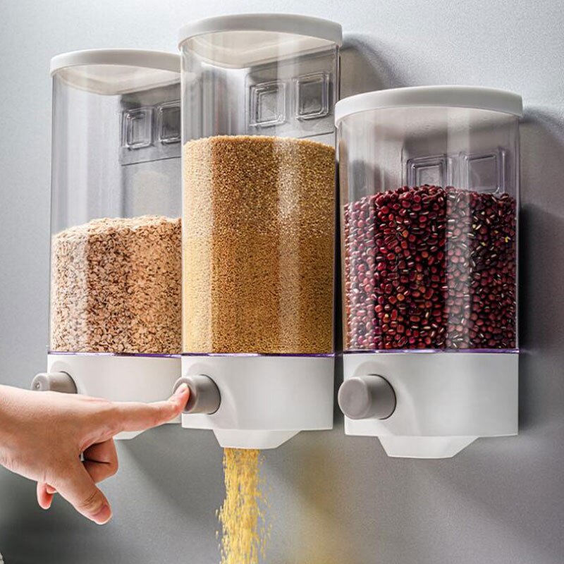 1000/1500Ml Muur Opknoping Hele Granen Voedsel Opslag Container Keuken Graan Rijst Bonen Verzegelde Potten Havermout Dispenser