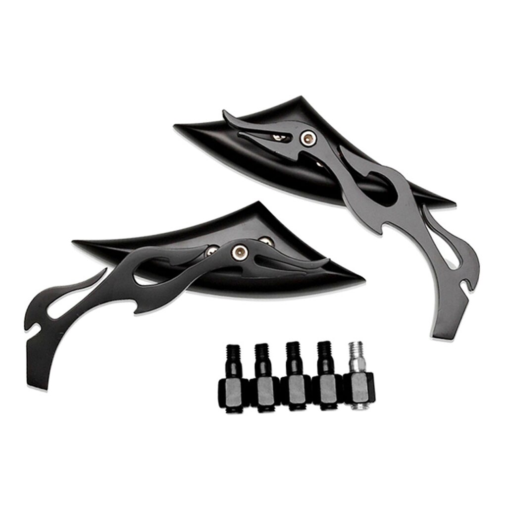 Flame Custom Side Rearview Mirrors For Harley Motorcycle Cruiser Cafe Racer
