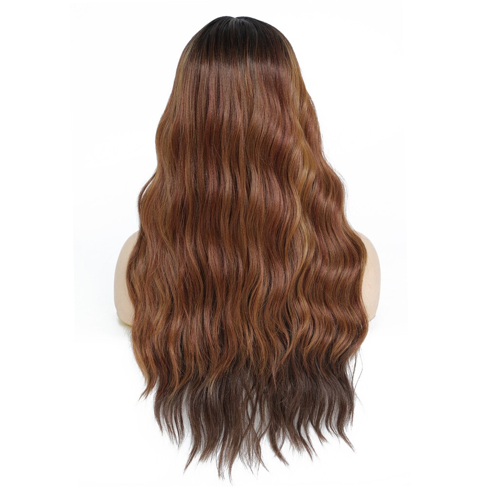 X-TRESS Synthetische Lace Front Pruiken Voor Vrouwen Ombre Bruin Lange Natuurlijke Golf Middelste Deel Lace Pruik Met Baby Haar Warmte slip