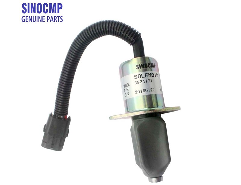 3934171 12V fuel stop flameout solenoid valve for cummins excavator