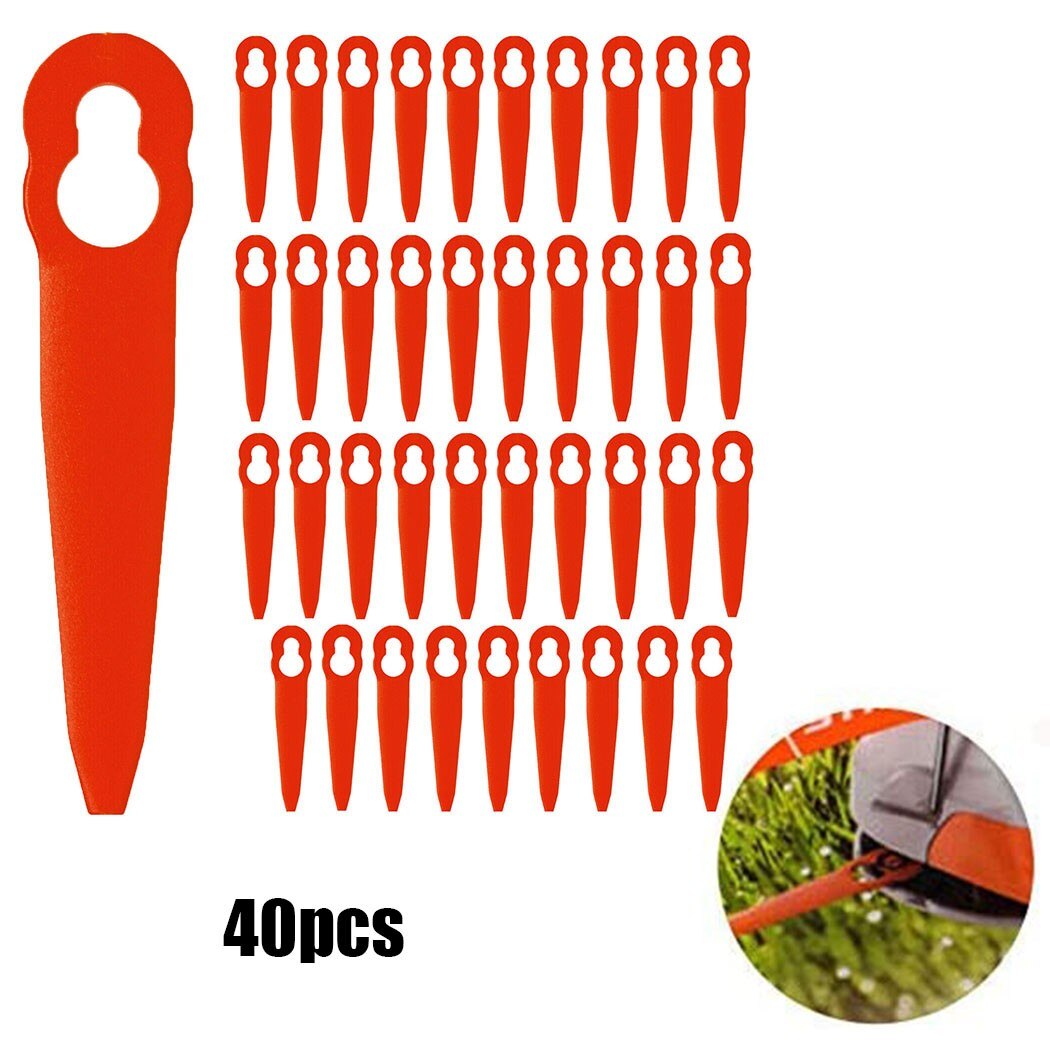40 pçs cortador de grama lâminas de plástico cortador de grama cortador de escova cabeça lâmina para stihl fsa 45 sem fio grama strimmer