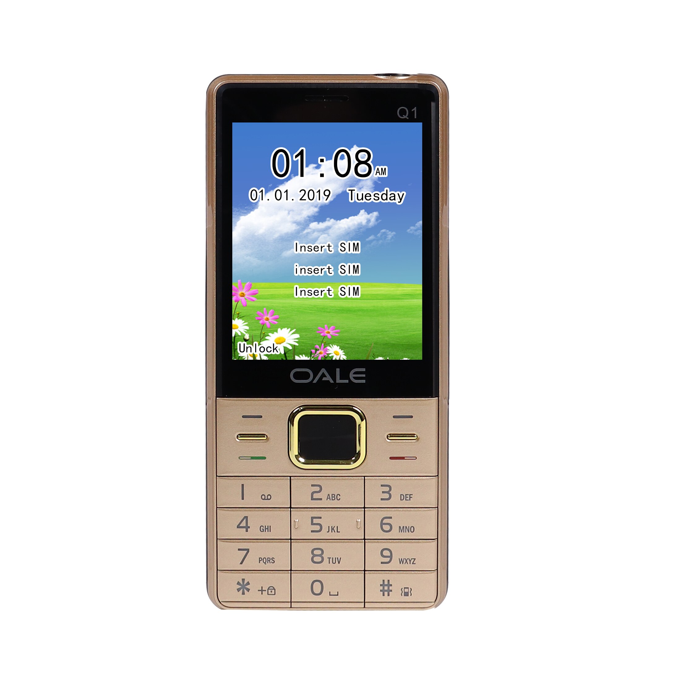 2.8 " skjerm tre sim telefon russisk tastatur nøkkel gsm telefoner mobiltelefon billig telefon kina mobiltelefoner original h-mobile  q1: Legg til 4gb / Gull