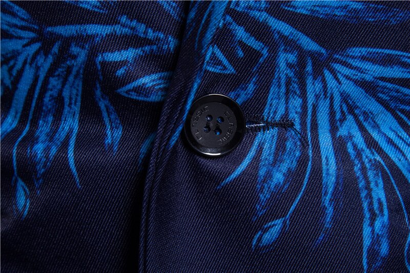 Man Red Blue Flower Male Print Blazer Suit Men Slim Fit Leisure Business Luxury Male Blazer Jacket