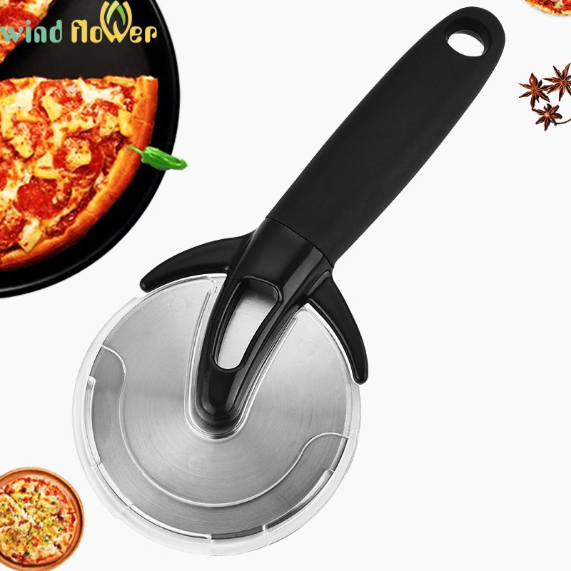 Wind Bloem Pizza Cutter Rvs Met Beschermhoes Brood Taarten Gebak Ronde Mes Keuken Bakken Tools