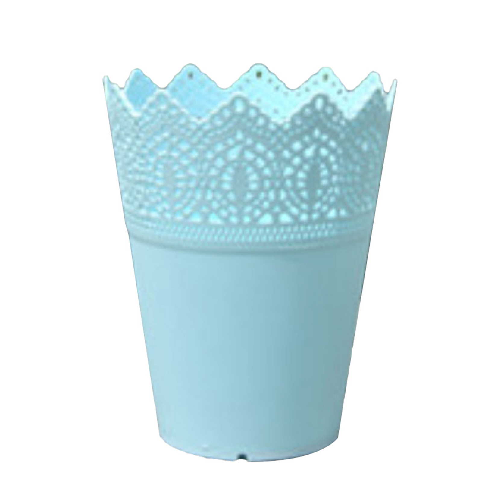 Pot de fleur en plastique creux, Pots de pépinière, Pots de démarrage de graines, porte-fleurs, couronne en dentelle, Vase de fleur percé, rangement: Bleu