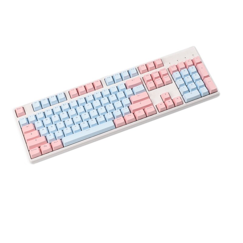YMDK Double Shot 104 Miami PBT Shine Through OEM Profile Keycap set Suitable For MX Switches Mechanical Keyboard: Pink Blue
