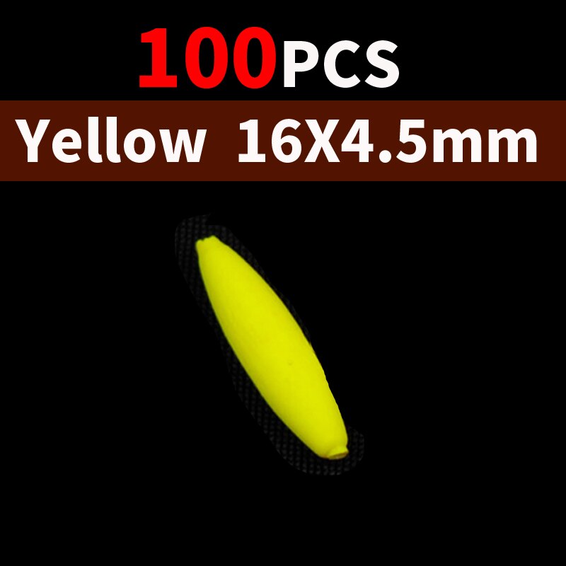 [100PCS/lot] Seven-star Oval mini fishing float bobber rig making fishing floating beans beads fishing accessories no stopper: Yellow 16X4o5mm