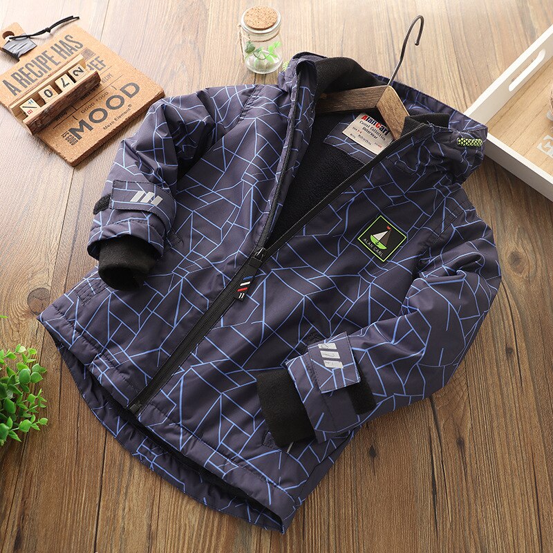 Jongen Winter Jassen -Katoen Klopte Thicken Warm Bovenkleding Hooded Jas Voor Grote Jongen Fluwelen Kleding Tieners