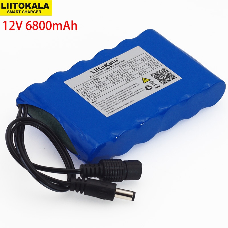 Liitok Draagbare Super 18650 Oplaadbare Lithium Ion Batterij Capaciteit Dc 12 V 6800 Mah Cctv Cam Monitor 12.6V 6.8ah