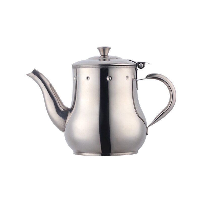 Stainless Steel Teapot With Filter Golden Kitchen Oil Filter Pot Liquid Seasoning Container Coffee Holder Tea Kettle Induction: Silver / 1PCS