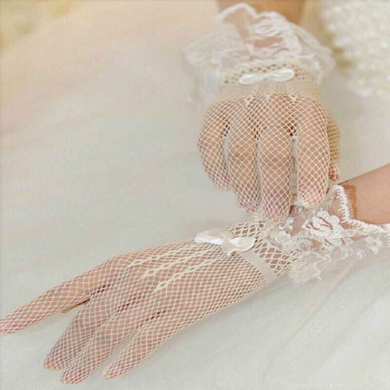 Ball Handschuhe Elegante Damen Spitze Handschuhe Mädchen Kurze Kostüm in Schwarz Neue verrotten Creme Prom Party Ball