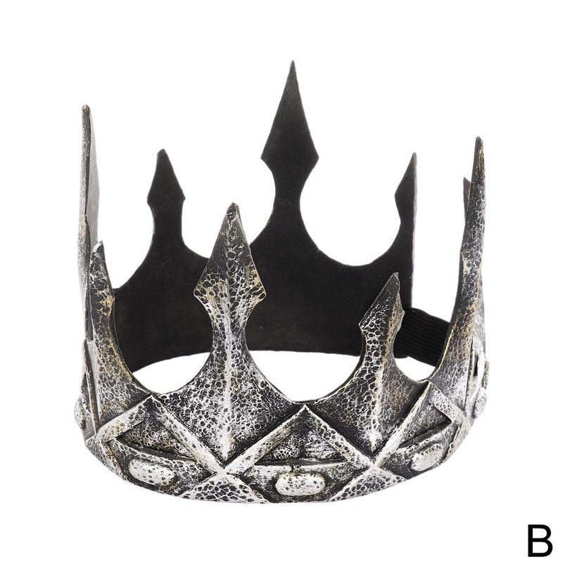 Halloween Krone 3d Pu Schaum mittelalterlich Könige Krone retro König Tiara Krone Headwear Halloween Bühne Leistung Cosplay Kostüm Stütze: Silber-