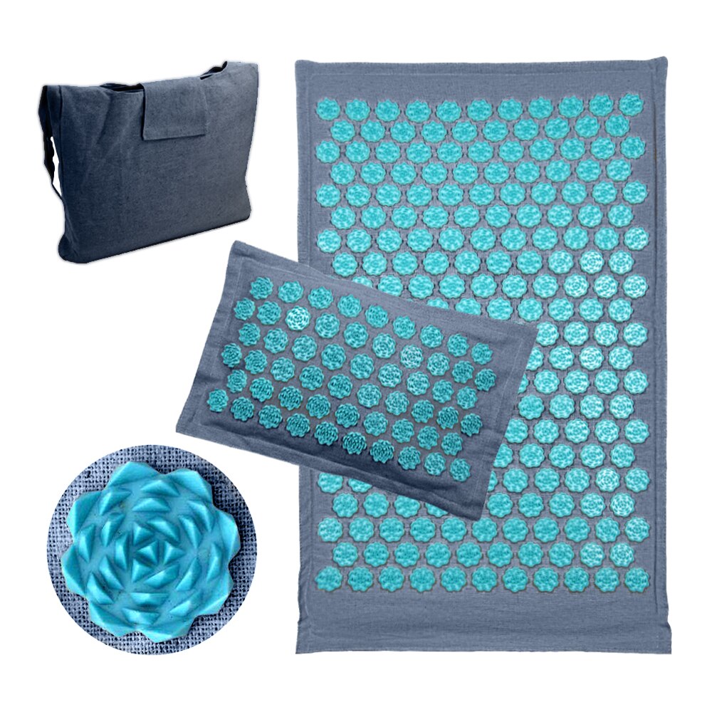 Lotus Acupressure Mat Set Back Body Massage Mat with Pillow Coconut Fiber Pain Relief Shiatsu Massage Cushion Yoga Mat Spike
