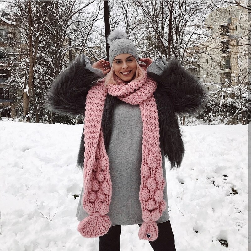 knitted wool neck manual rod needle thick needle wool winter warm scarf shawl