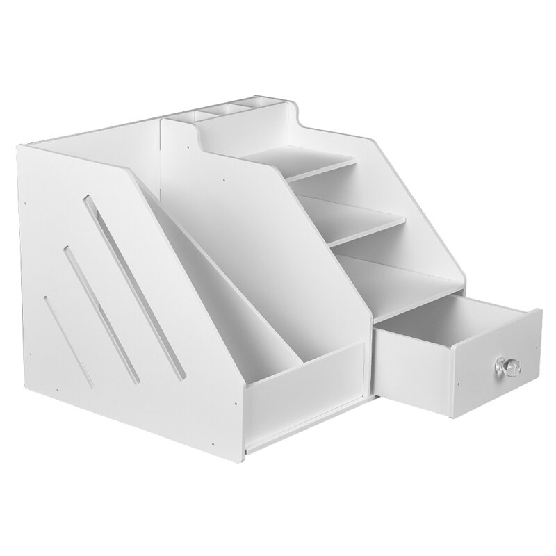 Multifunctional desktop stationery storage box with file file shelf and pen holder drawer rack