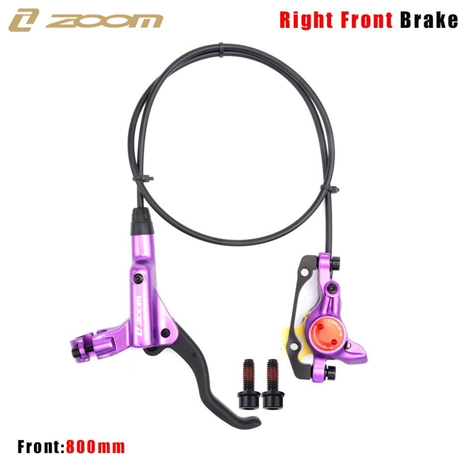 ZOOM HB-875 Mountain Bike hydrauliczny hamulec tarczowy przód i tył 800mm/1400mm hamulec rowerowy MTB ciśnienie oleju zacisk hamulcowy: Purple Right Front