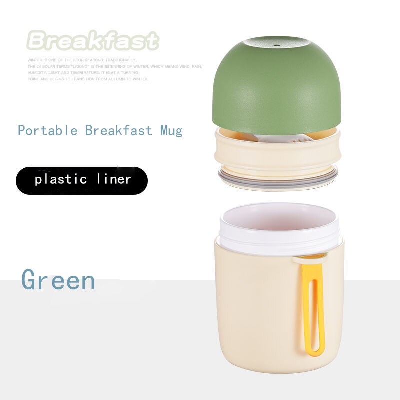 Boîte à déjeuner Thermos de 580ml, conteneurs de soupe alimentaire portables en acier inoxydable, flacons sous vide, boîte à déjeuner pour enfants: Green450MLPPSticker