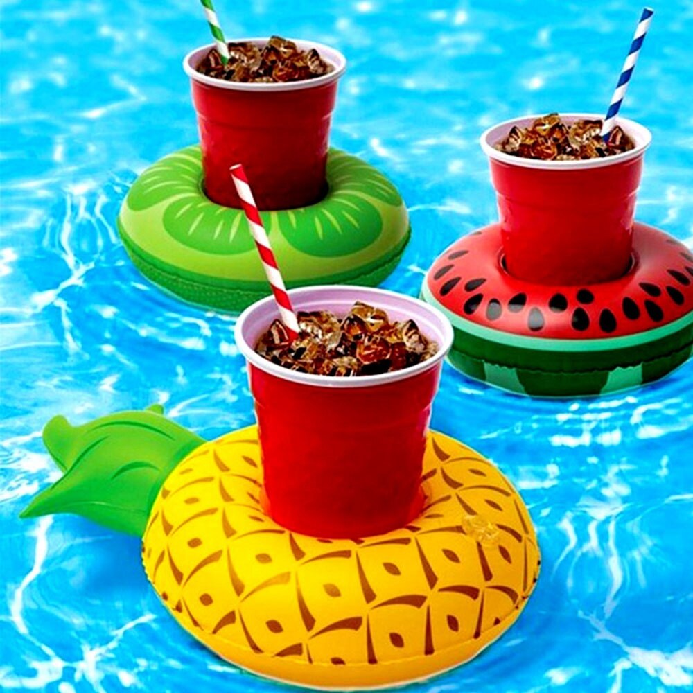 Coaster Inflatable PVC Donut Lemon Watermelon Pineapple Crab Love Cup Holder Inflatable Water Floating Cup Holder