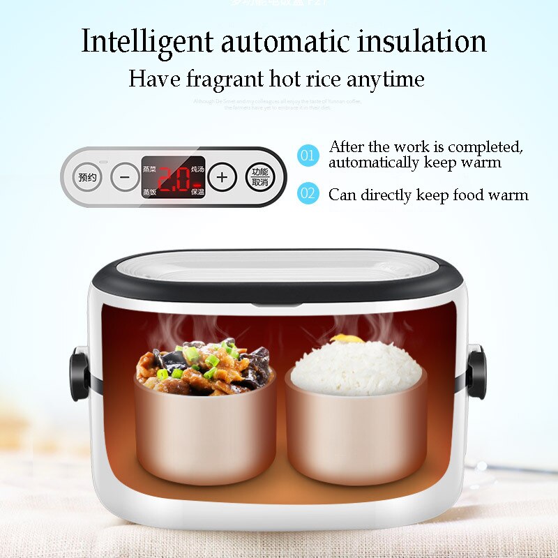 Mini Electric Rice Cooker Intelligent Automatic Food Warmer Container Portable Rice Box Heat Preservation Lunch Box
