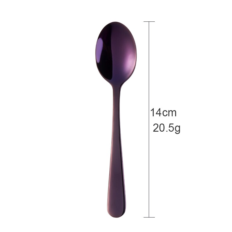 Multi Kleur 4 Stks/set Koreaanse Kleine Koffie Lepels Set Rvs Spiegel Poolse Gold Theelepels Voor Thee Party Kleine Lepel: Purple 4pcs