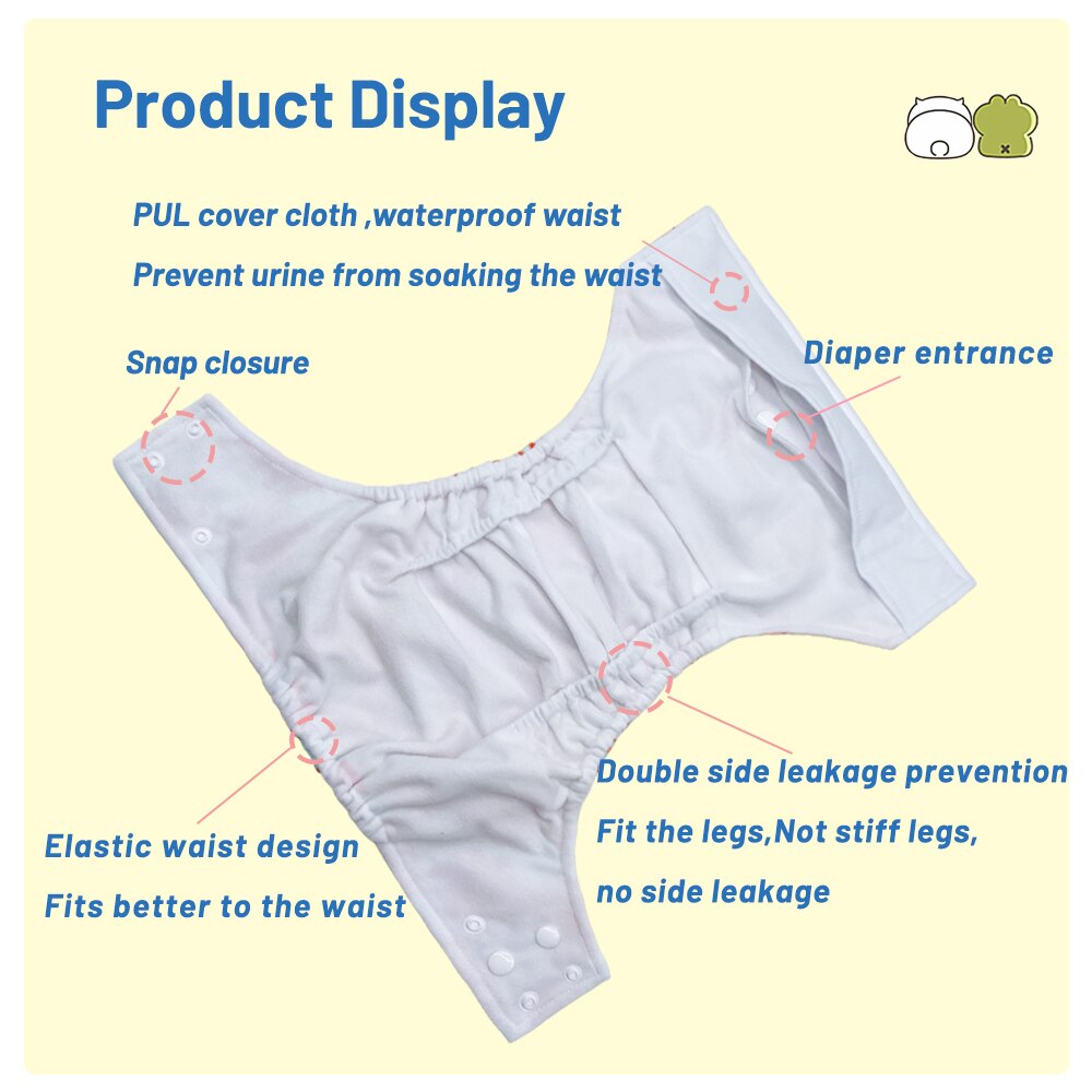 Goodbum Waves Printed Washable Adjustable Double Gusset Square Cloth Nappy For Baby Diaper