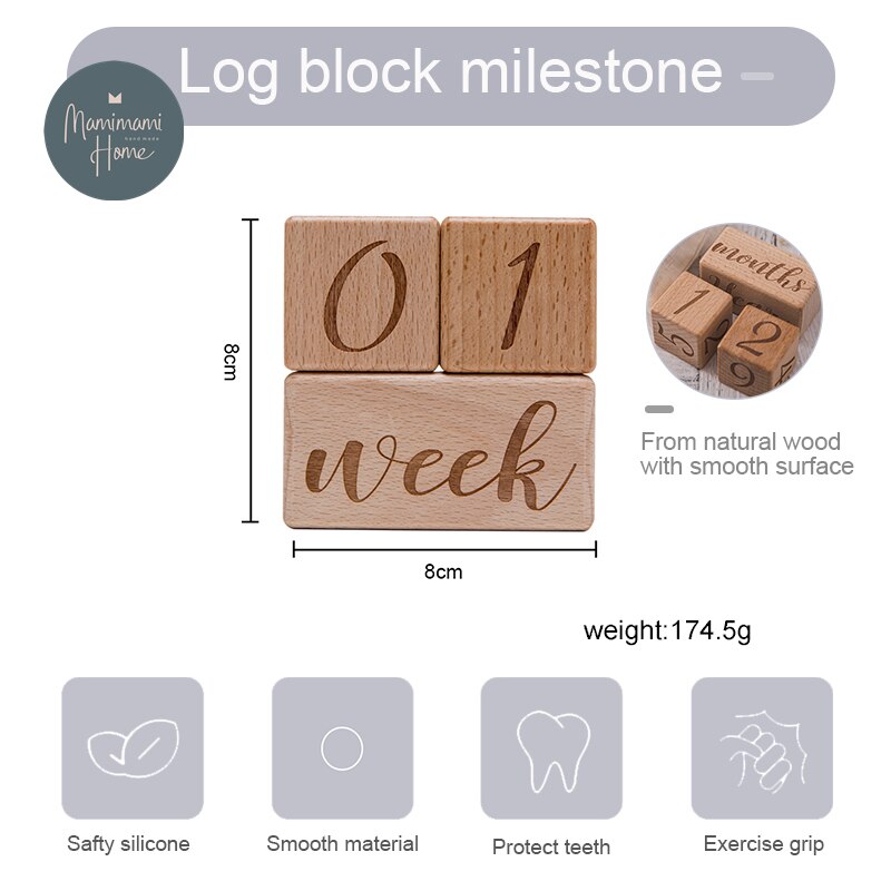 Baby Fotografie Milestone Blok Gedenkteken Maandelijkse Pasgeboren Herdenkingsmunt Kaart Houten Bijtring Baby Fotografie Props Speelgoed