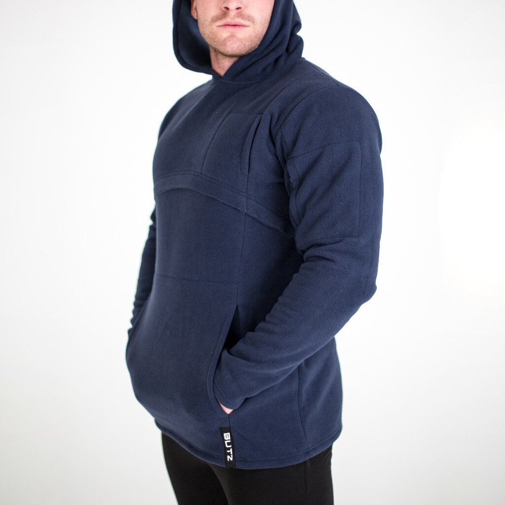 Velvet Sweater Men's Autumn and Winter Plus Size Sports and Leisure Clothes Men's Running Fitness Hooded Jacket Sportswear: XXL / Blue