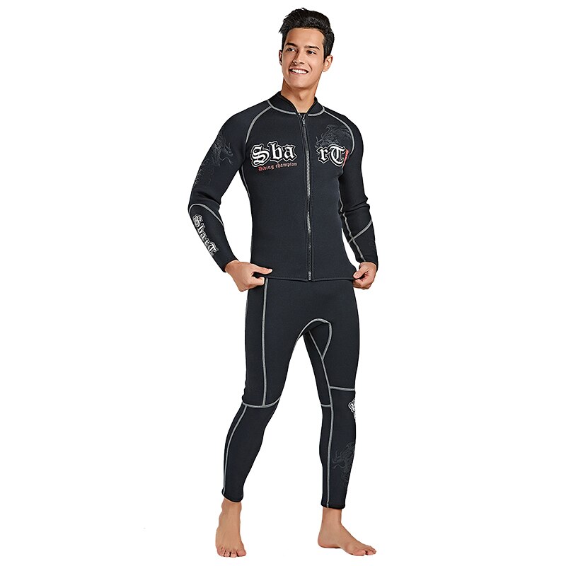 Mannen 3 Mm Warm Neopreen Wetsuit Jas Lange Mouw Zwarte Top Rits Surf Shirt Voor Duiken Zwemmen Snorkelen water Sport
