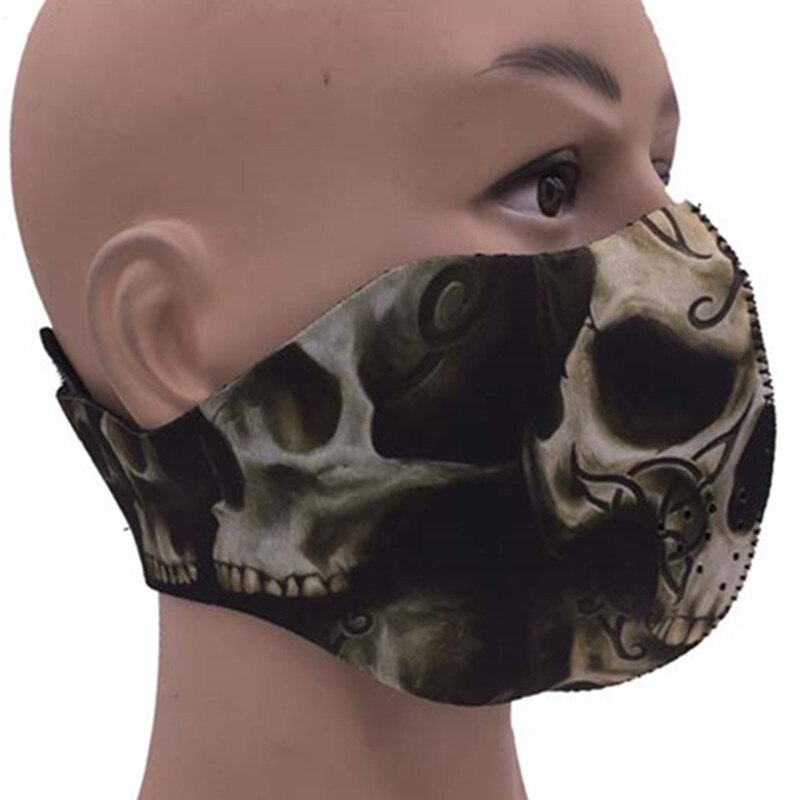 3D Printing Skull Motorcycle Half Neoprene Face Headscarf With Breathable Holes Cycling Headgear