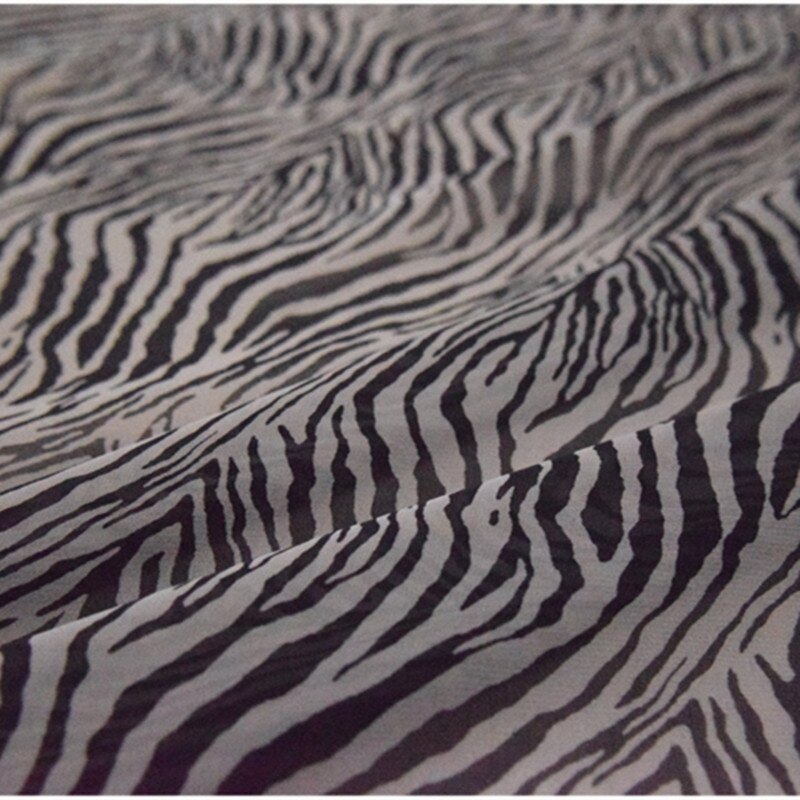 Half Meter Grey Zebra Chiffon Fabric For Dress Shirt Sun-Proof Clothing Lady's Garment Material Thin Transparent T1395