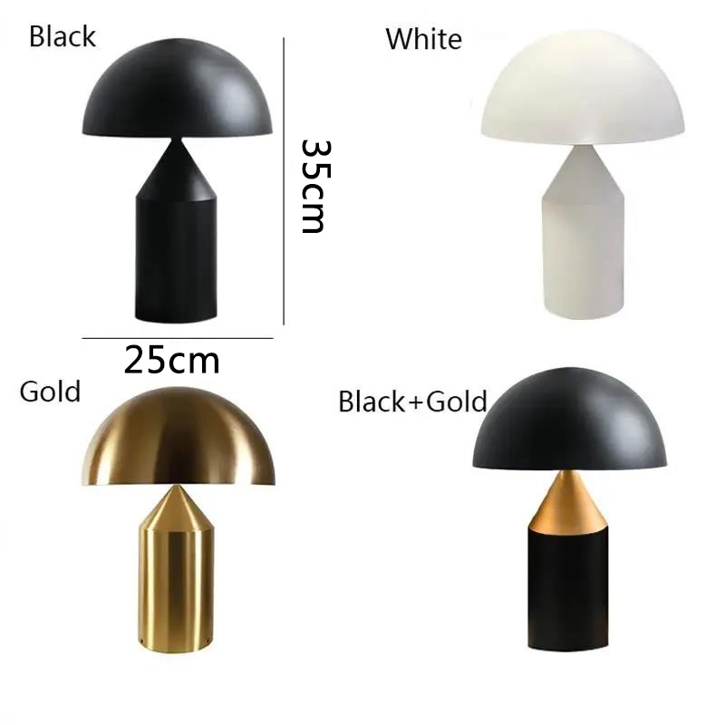 Dia25cm Black White Gold table Lamp mushroom Lamp for Bedroom Study Living Room Decoration Desk lamp