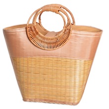 Grote Capaciteit Bamboe Geweven Handtas Mode Grote Winkelmandje Tas Vrouwen Handgemaakte Rotan Zak Cirkel Handvat Retro Strandtas