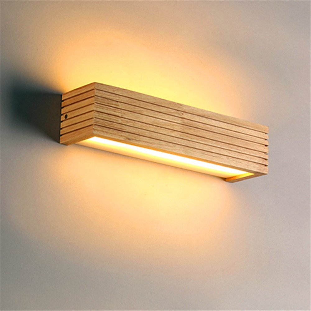 Modern japansk stil led-lampa ek trä vägglampa nordisk massivt trä spegel vägglampor lampett för sovrum badrum varmt ljus
