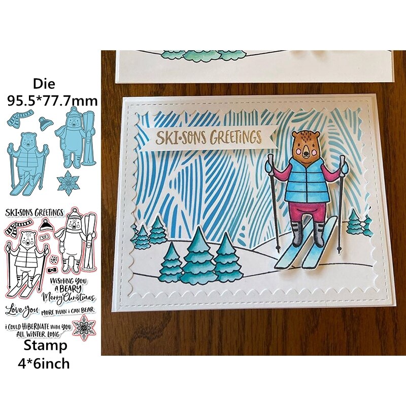 Noël cerf/orignal ours câlin miel abeille anniversaire éléphant sorcière chaussures + Phrases bénédictions matrices et timbres pour bricolage carterie: WW0957A1H5826 / Stamp