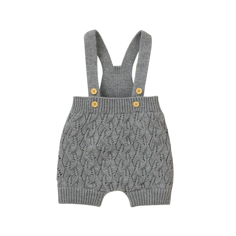 Baby Baby Jongens Meisjes Gebreide Overalls Mouwloze Effen Kleur Een Stuk Romper Lente Herfst Kleding Met Knoppen 0-24M: Grijs / 18m