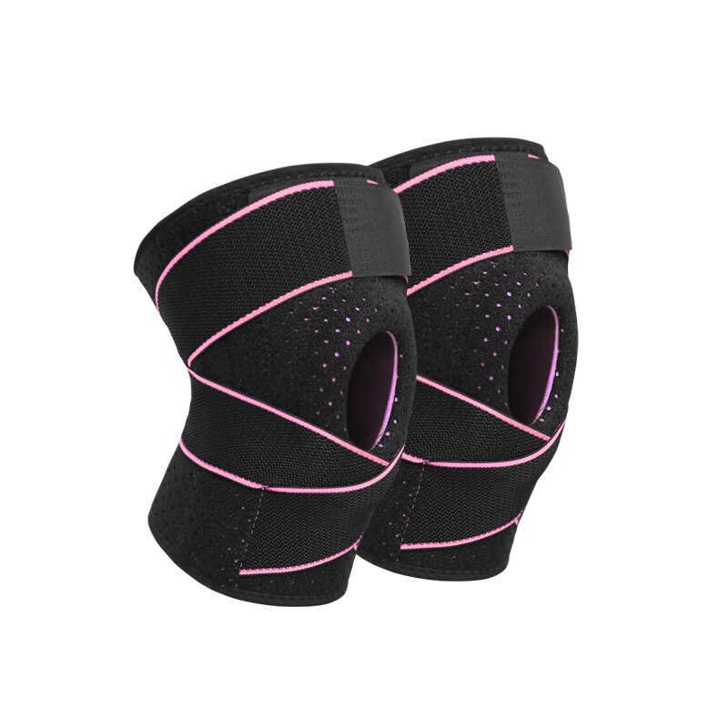 Aolikes verstelbare neopreen kniebrace siliconen patella kniebeschermer: 7908 roze / Paar